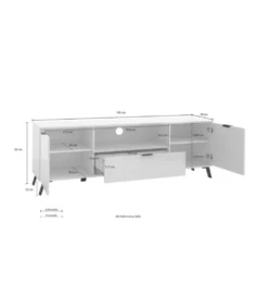 Stolik pod TV CASABLANCA 180 cm biały Z Dodatkiem Klon Pero*MCA Linia Włoska New