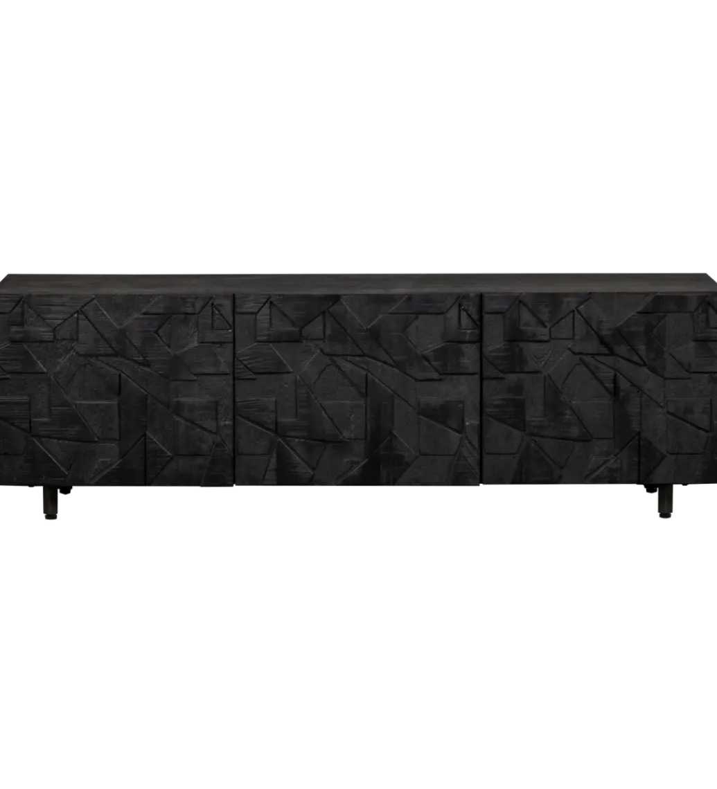 Stolik pod TV COUNTER 160 cm drewno mango czarna*WOOOD New