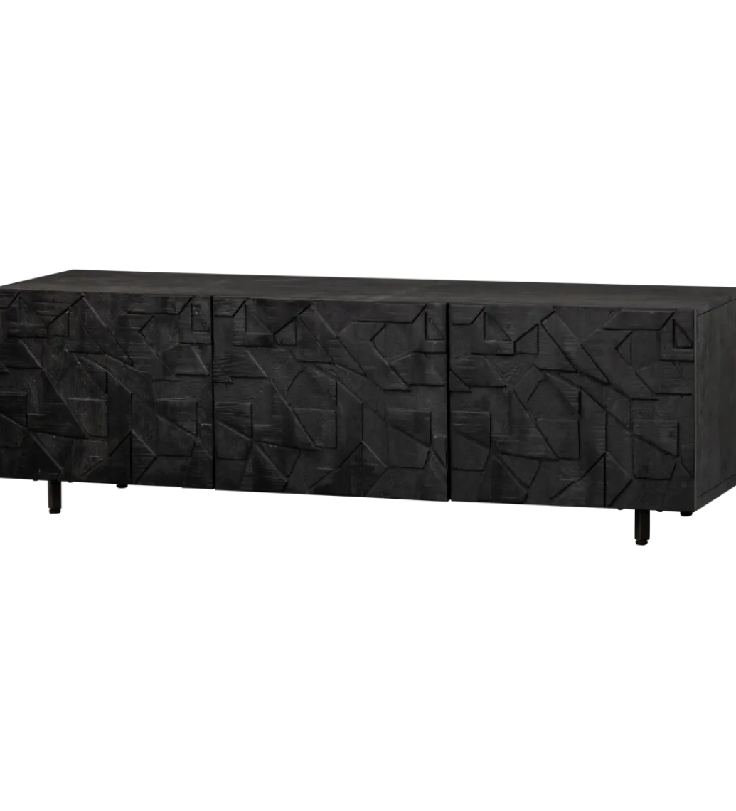 Stolik pod TV COUNTER 160 cm drewno mango czarna*WOOOD New