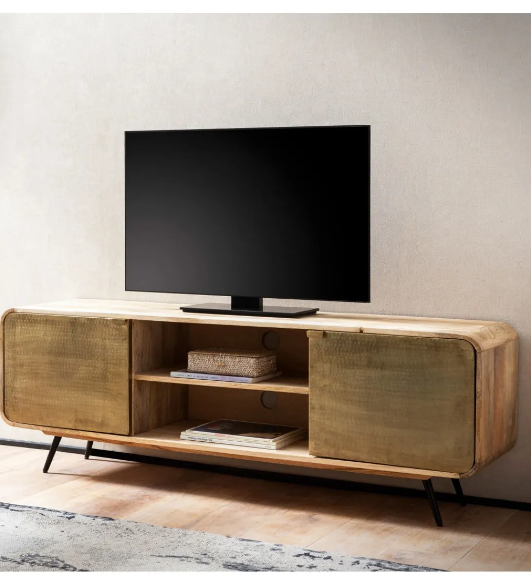 Stolik pod TV CYNTIA 160 cm drewno mango*WOHNLING, GERMANY Discount