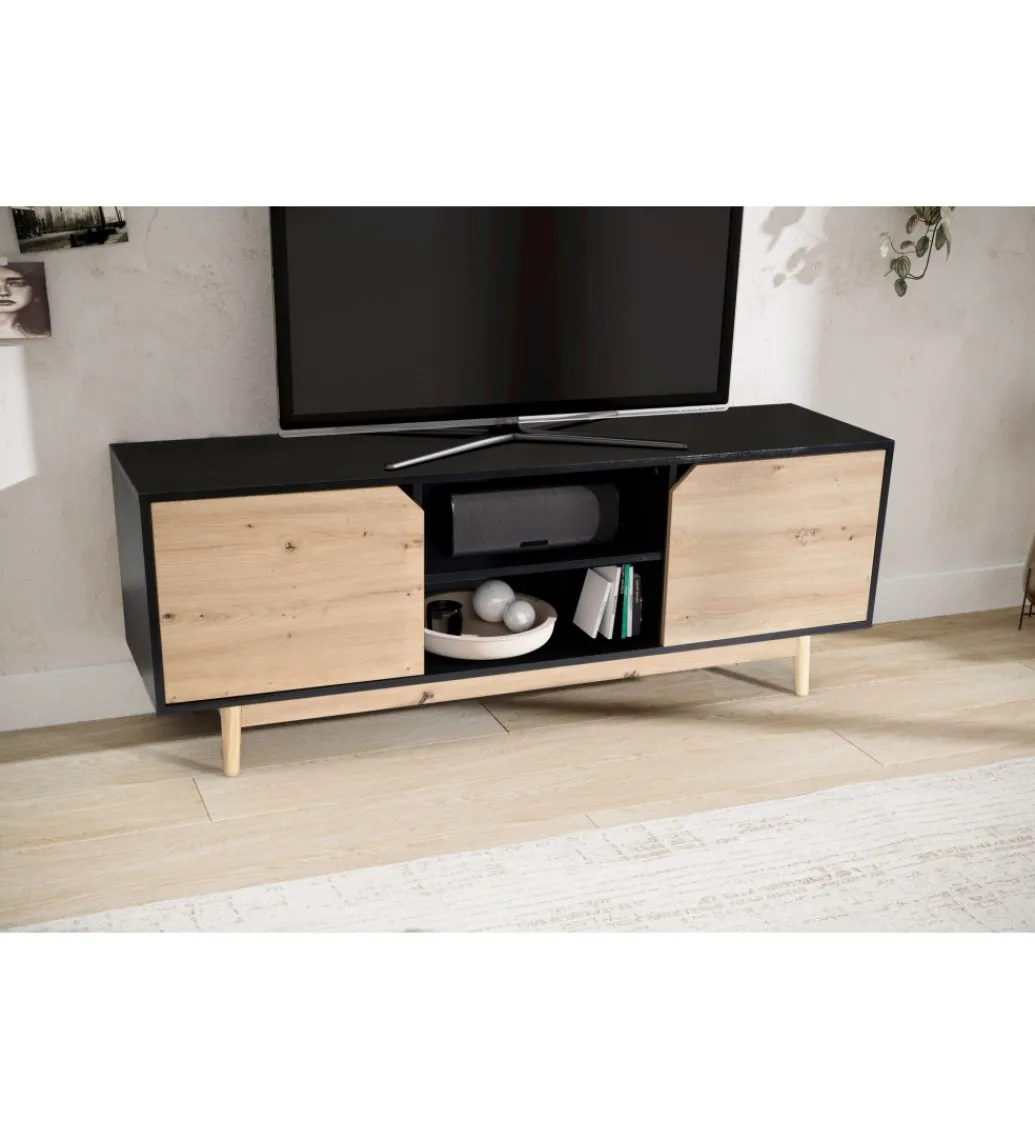 Stolik pod TV CYRUS 150 cm czarny*WOHNLING, GERMANY Clearance