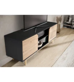Stolik pod TV CYRUS 150 cm czarny*WOHNLING, GERMANY Clearance