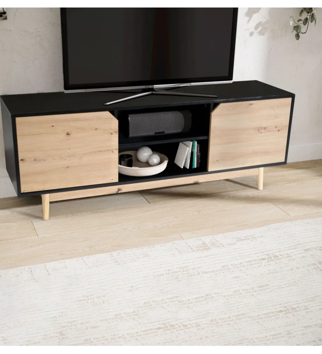 Stolik pod TV CYRUS 150 cm czarny*WOHNLING, GERMANY Clearance