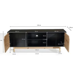 Stolik pod TV CYRUS 150 cm czarny*WOHNLING, GERMANY Clearance
