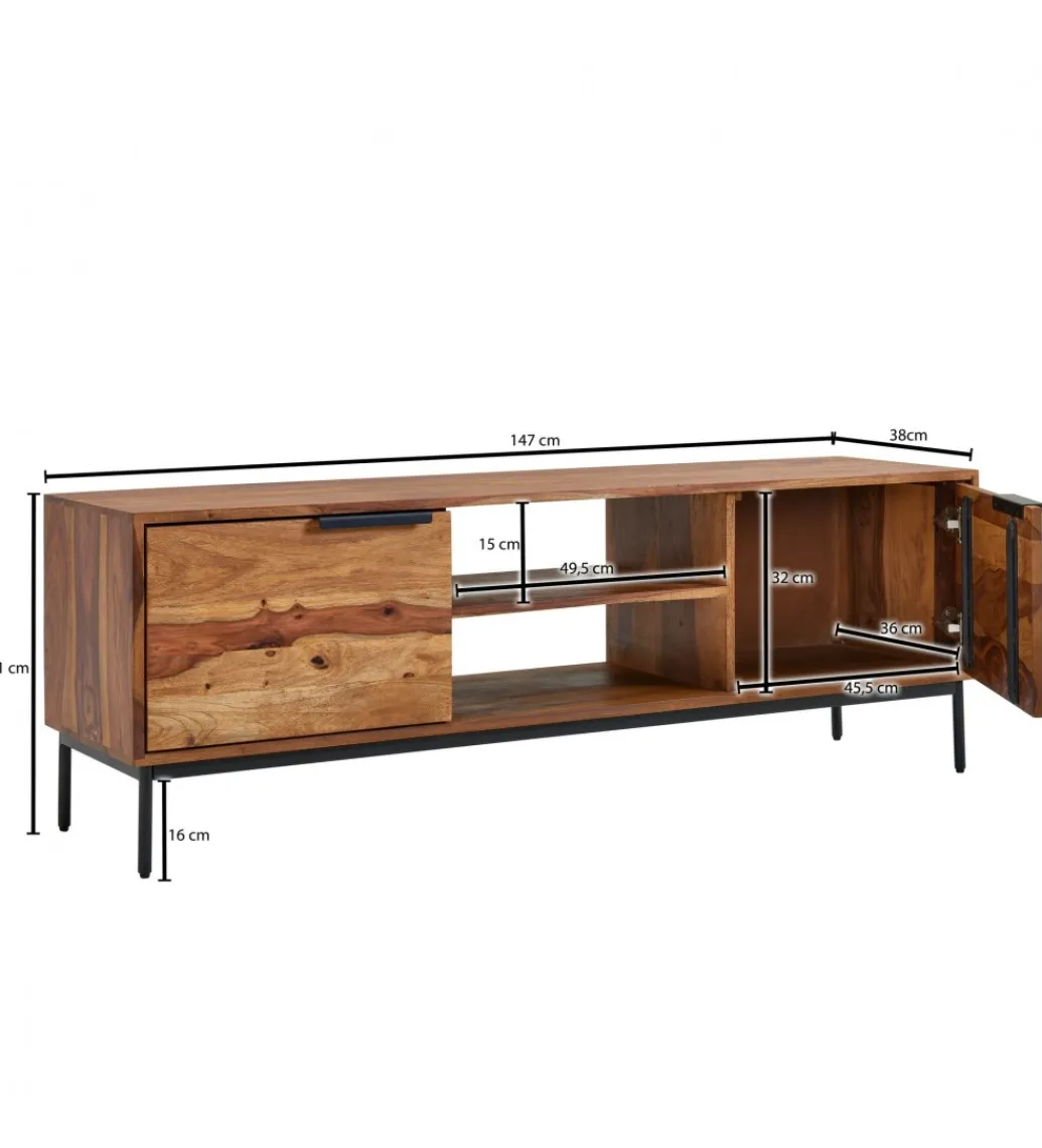 Stolik pod TV ELCANTO 147 cm drewno sheesham*WOHNLING, GERMANY Best