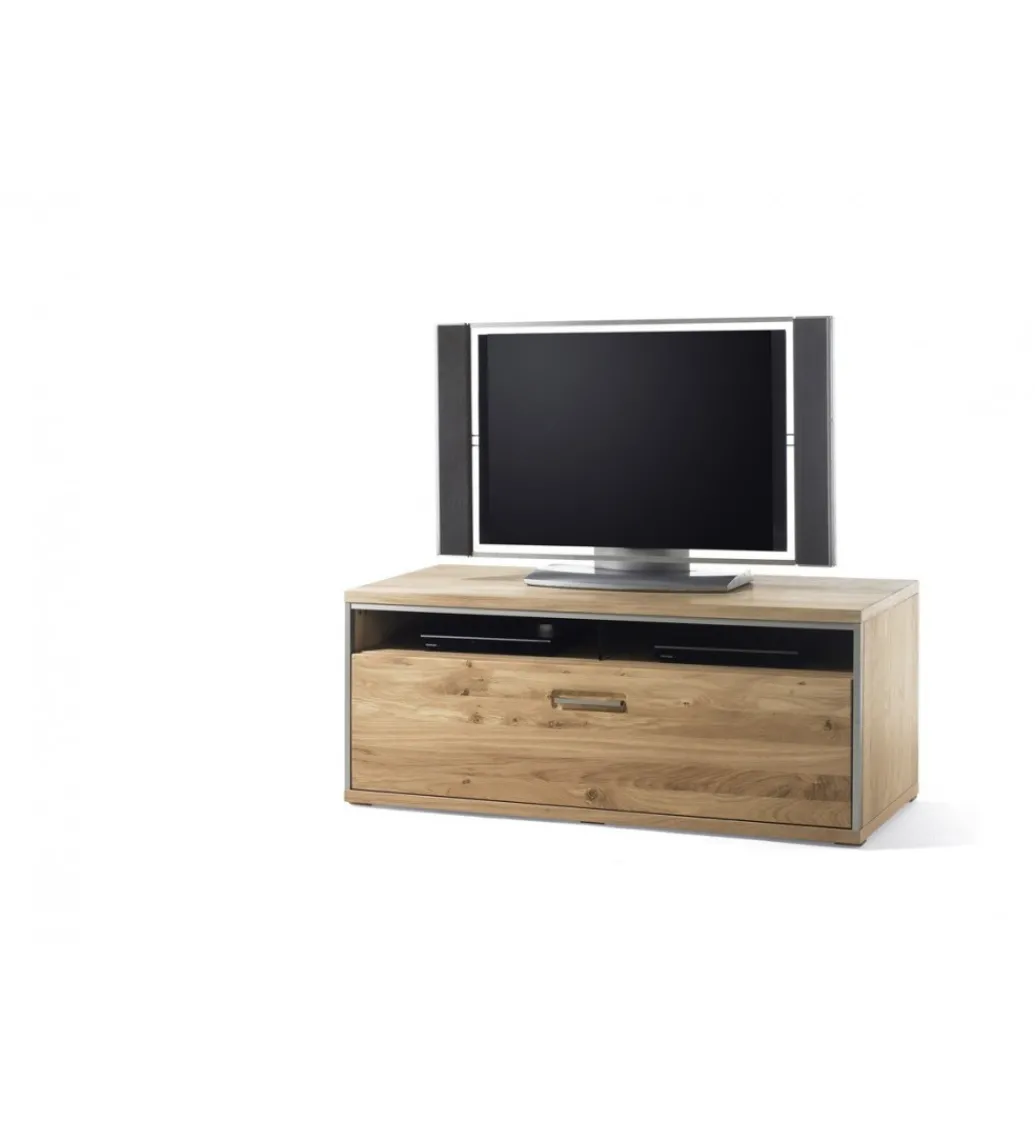 Stolik pod TV ESPERO 124 cm dąb sękaty olejowany w kolorze bianco*MCA Discount