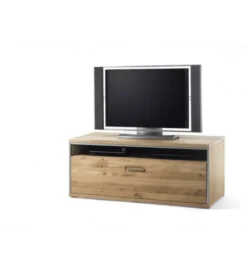 Stolik pod TV ESPERO 124 cm dąb sękaty olejowany w kolorze bianco*MCA Discount
