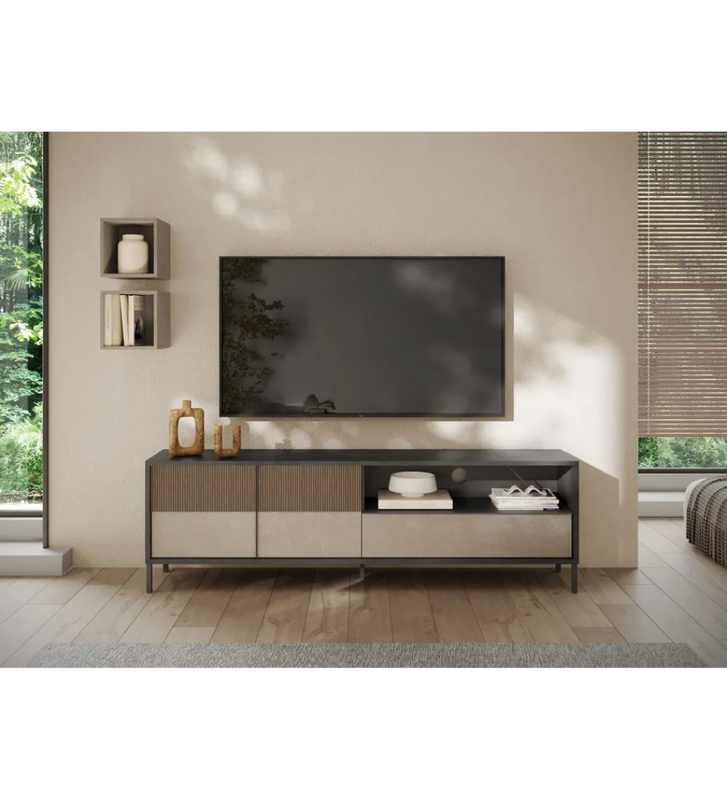 Stolik pod TV EVEREST 206 cm brązowo beżowy*MCA Linia Włoska Sale