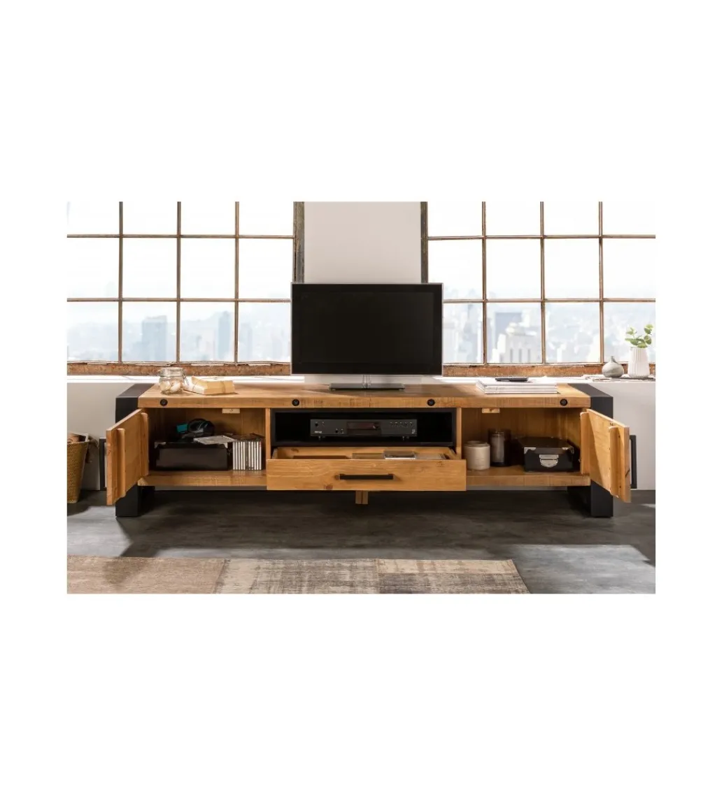 Stolik pod TV FACTORY Thor 200 cm drewno sosna*Invicta Interior Discount