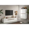 Stolik pod TV FANTASY 205 cm biały z dodatkiem koloru dąb Mercure*MCA Linia Włoska Clearance