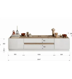 Stolik pod TV FANTASY 205 cm biały z dodatkiem koloru dąb Mercure*MCA Linia Włoska Clearance