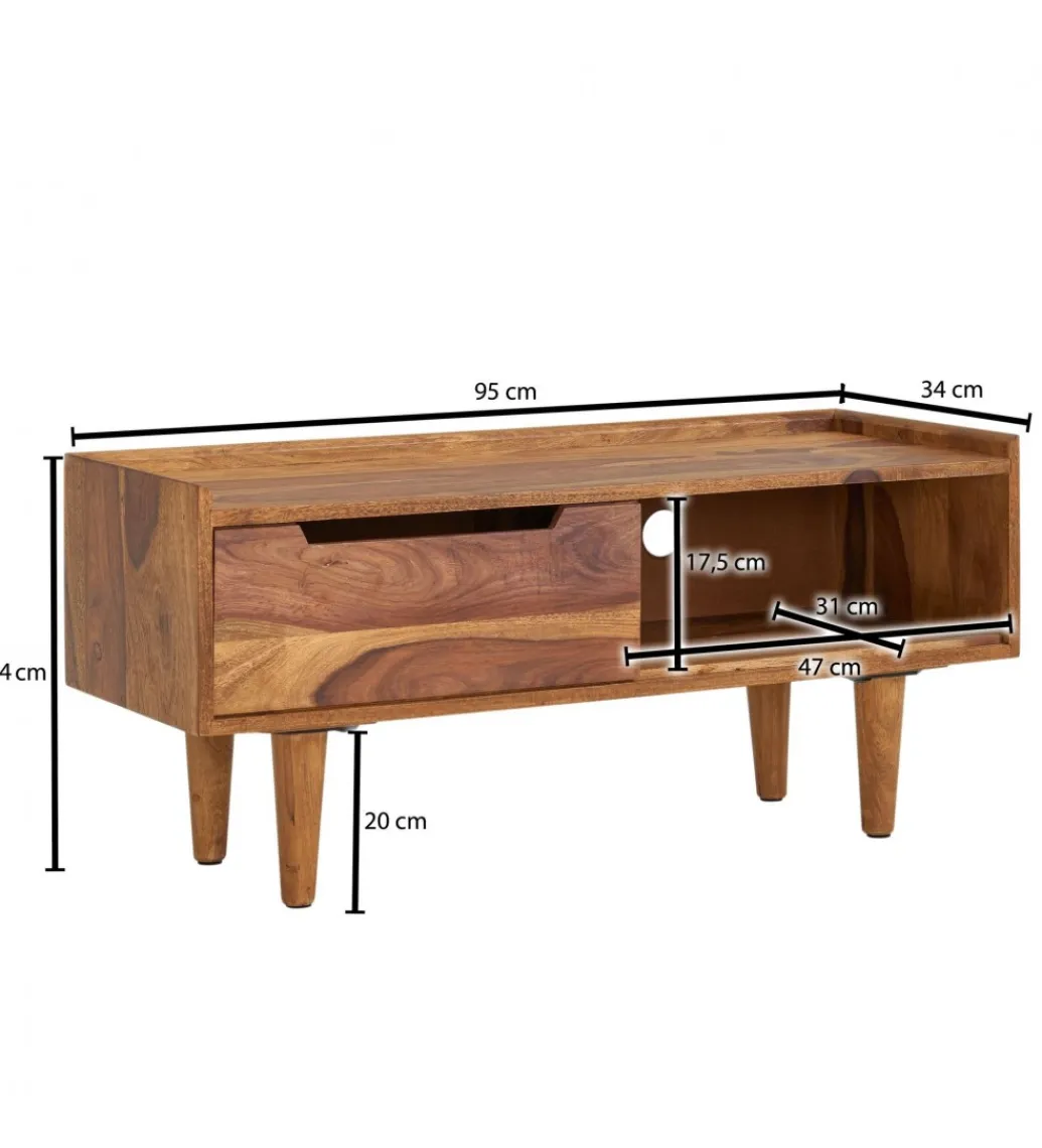 Stolik pod TV FORON 95 cm drewno sheesham*WOHNLING, GERMANY Clearance