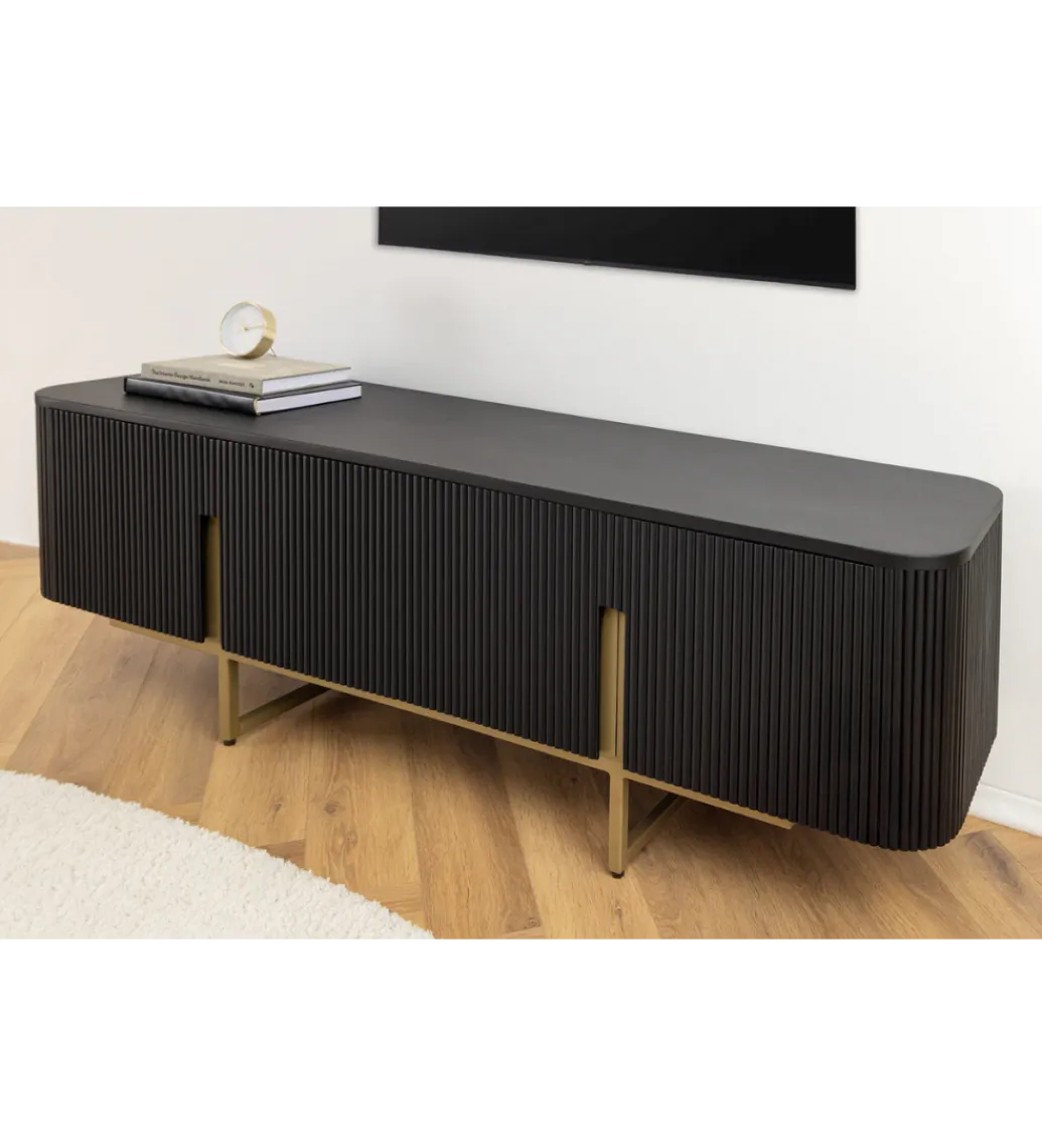 Stolik pod TV GATSBY 160 cm drewno mango czarna*Invicta Interior - przedsprzedaż Hot