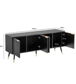 Stolik pod TV GLIMER 150 cm czarny*WOHNLING, GERMANY Clearance