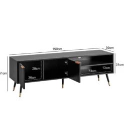 Stolik pod TV GLIMER II 150 cm czarny*WOHNLING, GERMANY
