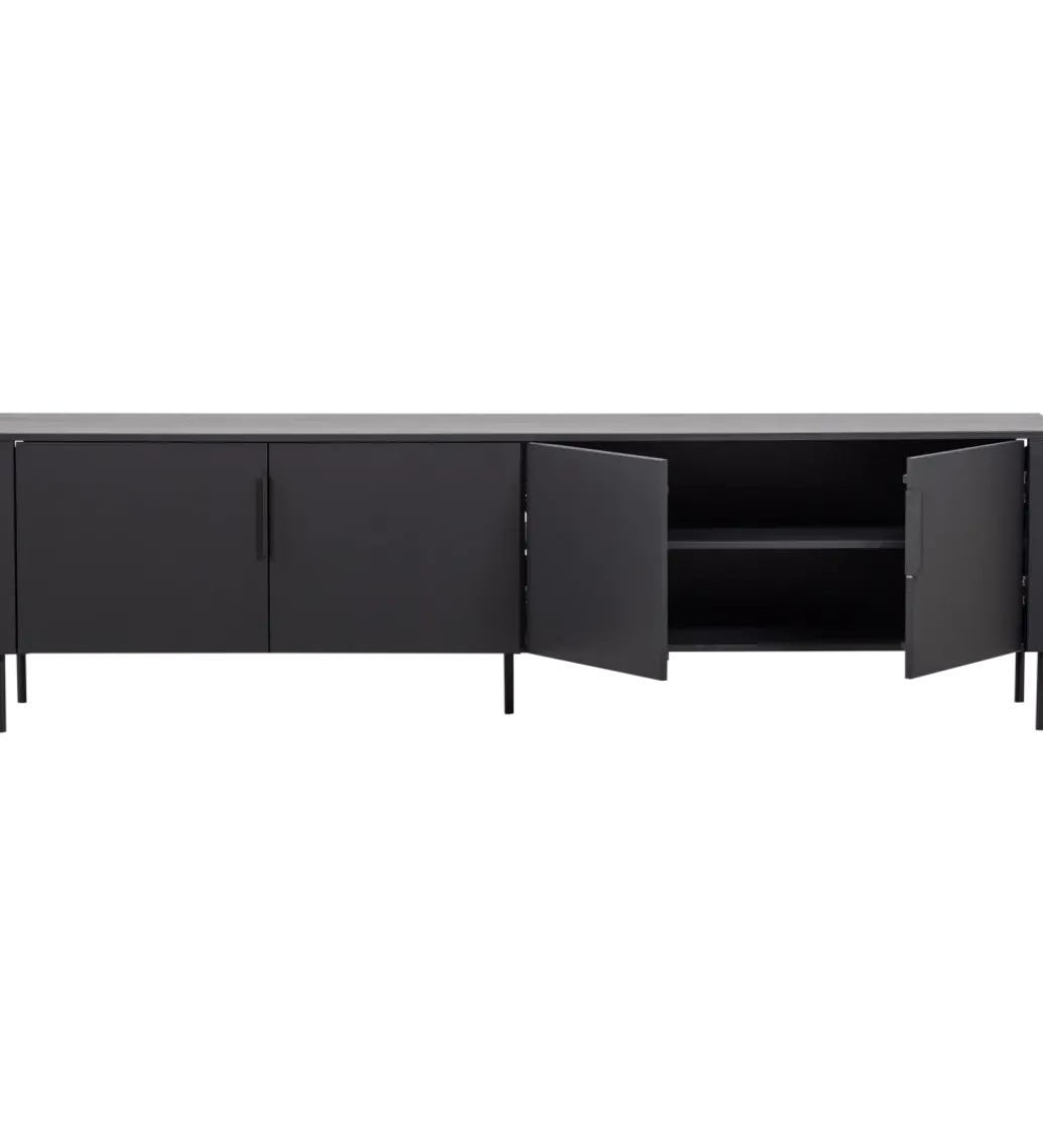 Stolik pod TV GUNNAR 200 cm czarny mat*WOOOD