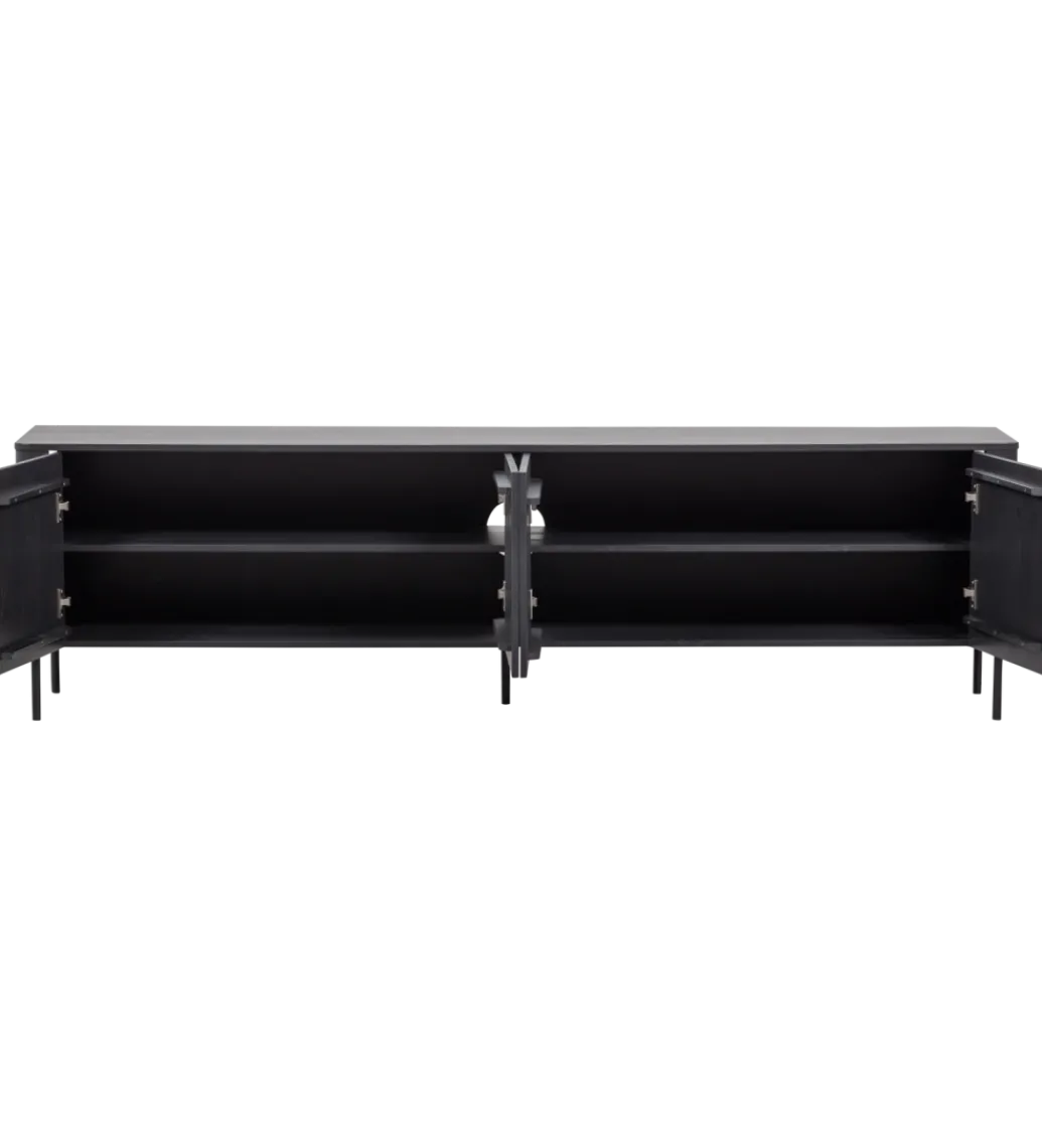 Stolik pod TV GUNNAR 200 cm czarny mat*WOOOD