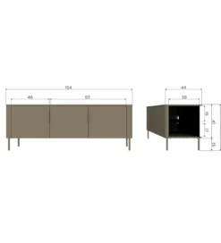 Stolik pod TV GUNNAR 154 cm drewno sosny szary*WOOOD Best