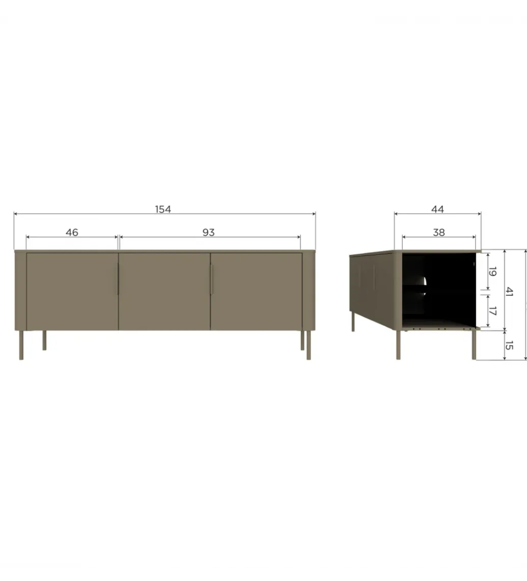 Stolik pod TV GUNNAR 154 cm drewno sosny szary*WOOOD Best