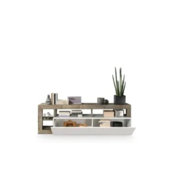 Stolik pod TV HAMBURG 184 cm biały z dodatkiem klon Pero*MCA Linia Włoska Discount