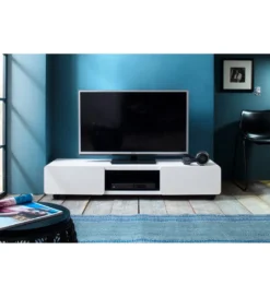 Stolik pod TV JEFF III 140 cm biało czarny*MCA