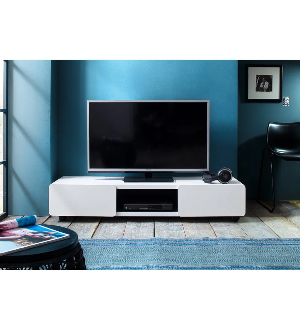 Stolik pod TV JEFF III 140 cm biało czarny*MCA