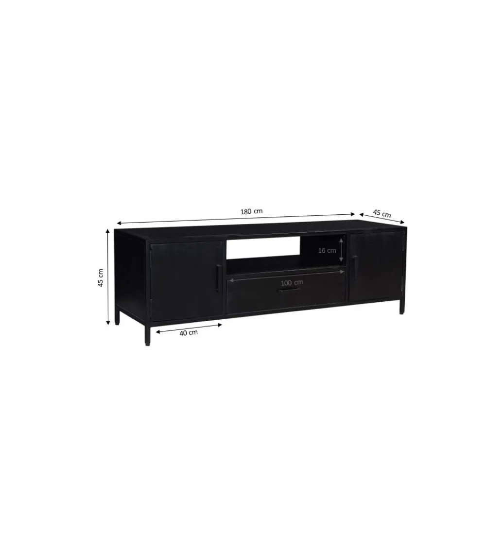 Stolik pod TV KALA 180 cm drewno mango czarna*LF-Design