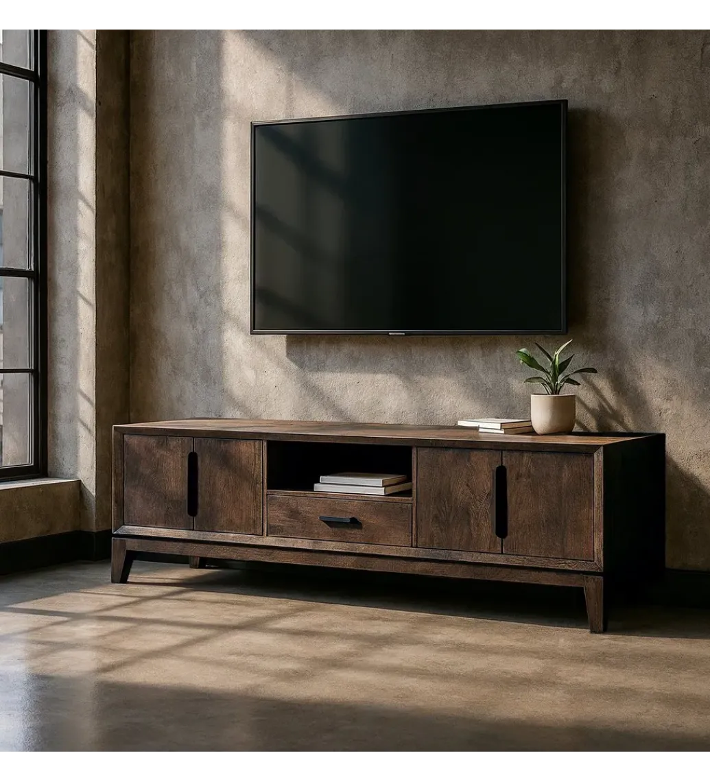 Stolik pod TV KILIAN 200 cm drewno mango brązowa*Zona-Design Discount