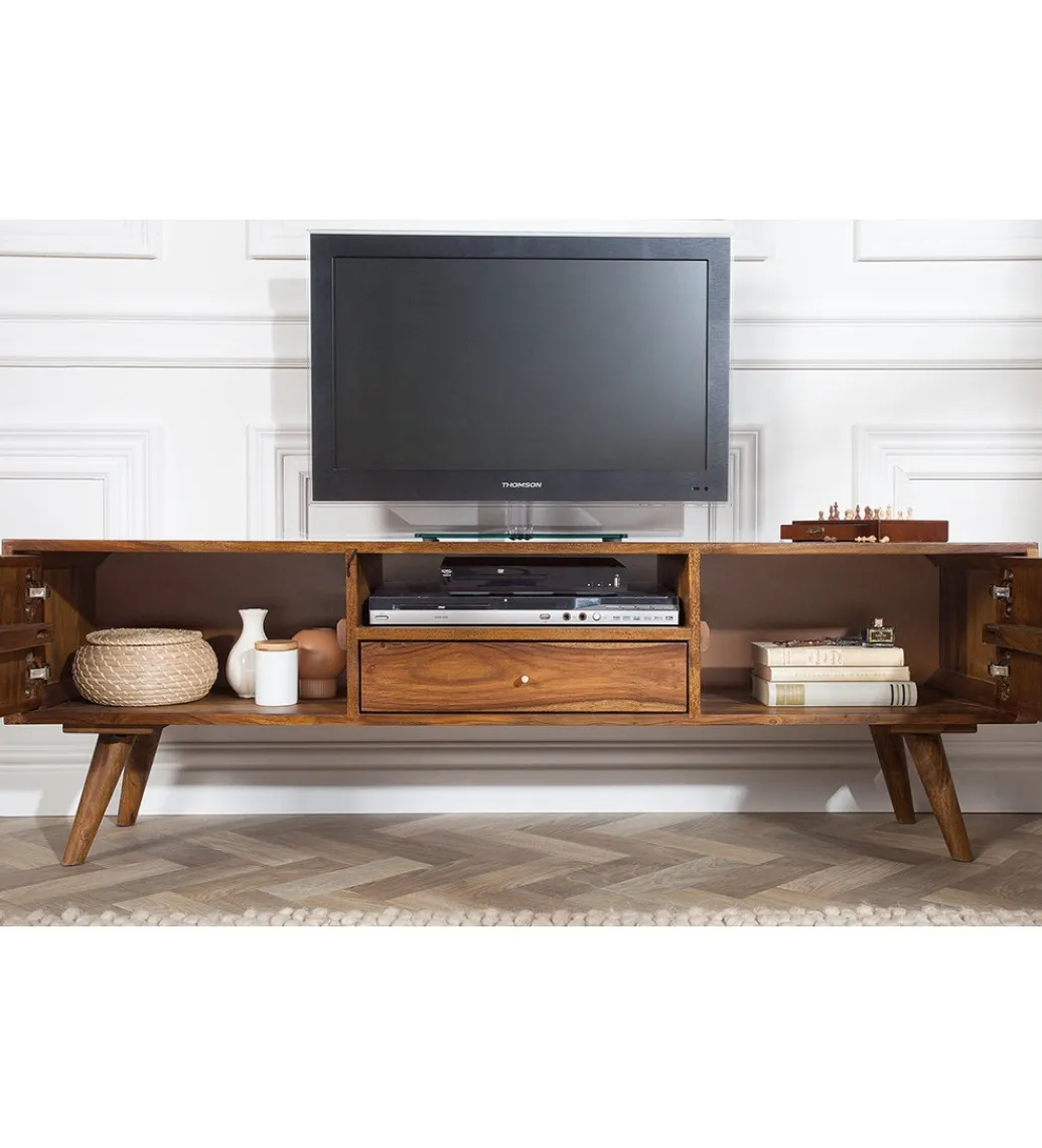 Stolik pod TV Komodo Mystic Living 140 cm drewno sheesham*Invicta Interior - przedsprzedaż Clearance