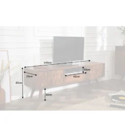 Stolik pod TV Komodo Mystic Living 140 cm drewno sheesham*Invicta Interior - przedsprzedaż Clearance