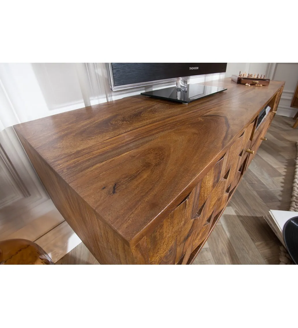 Stolik pod TV Komodo Mystic Living 140 cm drewno sheesham*Invicta Interior - przedsprzedaż Clearance