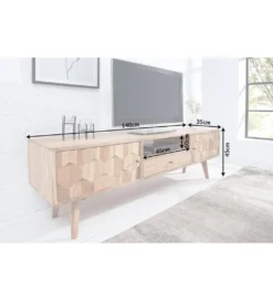 Stolik pod TV Komodo Mystic Living 140 cm drewno akacja*Invicta Interior Hot
