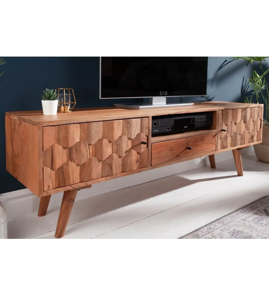 Stolik pod TV Komodo Mystic Living 140 cm drewno akacja*Invicta Interior Hot