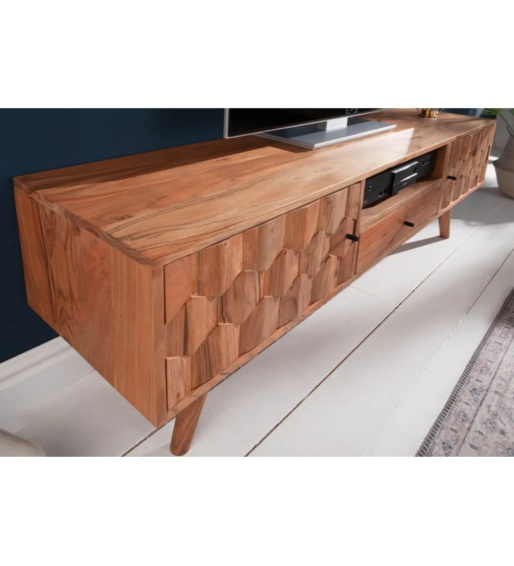 Stolik pod TV Komodo Mystic Living 140 cm drewno akacja*Invicta Interior Hot