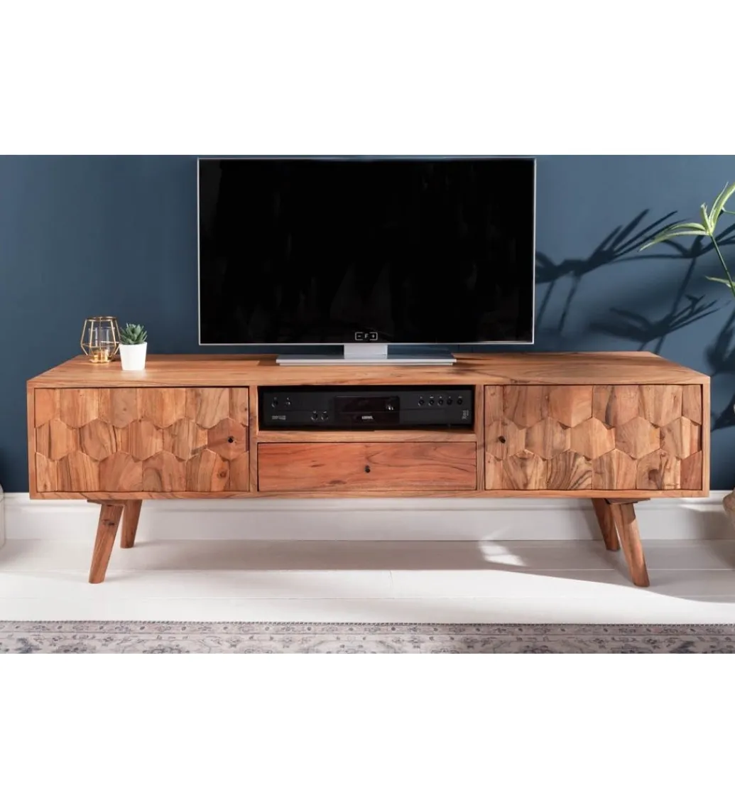 Stolik pod TV Komodo Mystic Living 140 cm drewno akacja*Invicta Interior Hot