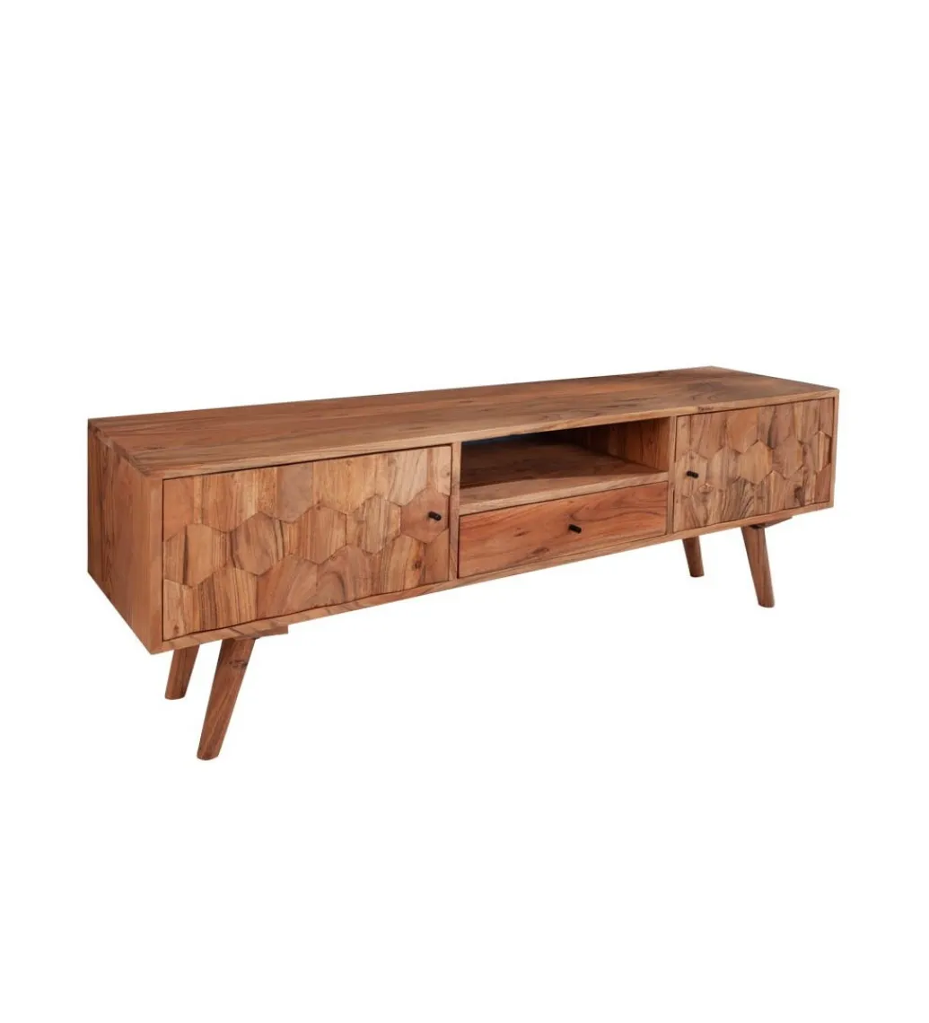 Stolik pod TV Komodo Mystic Living 140 cm drewno akacja*Invicta Interior Hot