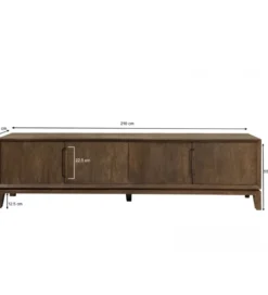 Stolik pod TV KORTE 210 cm drewno mango brąz*LF-Design New