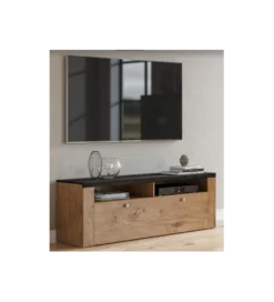 Stolik pod TV LARONA 140 cm o wybarwieniu dąb lefkas z kolorem touchwood*Helvetia
