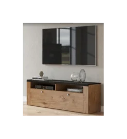 Stolik pod TV LARONA 140 cm o wybarwieniu dąb lefkas z kolorem touchwood*Helvetia