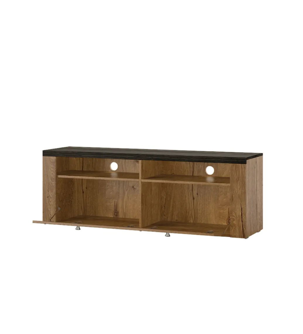 Stolik pod TV LARONA 140 cm o wybarwieniu dąb lefkas z kolorem touchwood*Helvetia