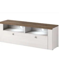 Stolik pod TV LARONA 140 cm o wybarwieniu Sonoma Trufel z kolorem Sibiu Larche*Helvetia Outlet