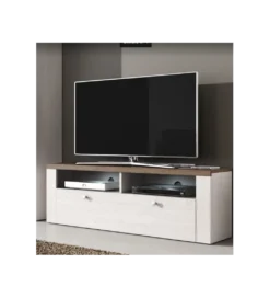 Stolik pod TV LARONA 140 cm o wybarwieniu Sonoma Trufel z kolorem Sibiu Larche*Helvetia Outlet