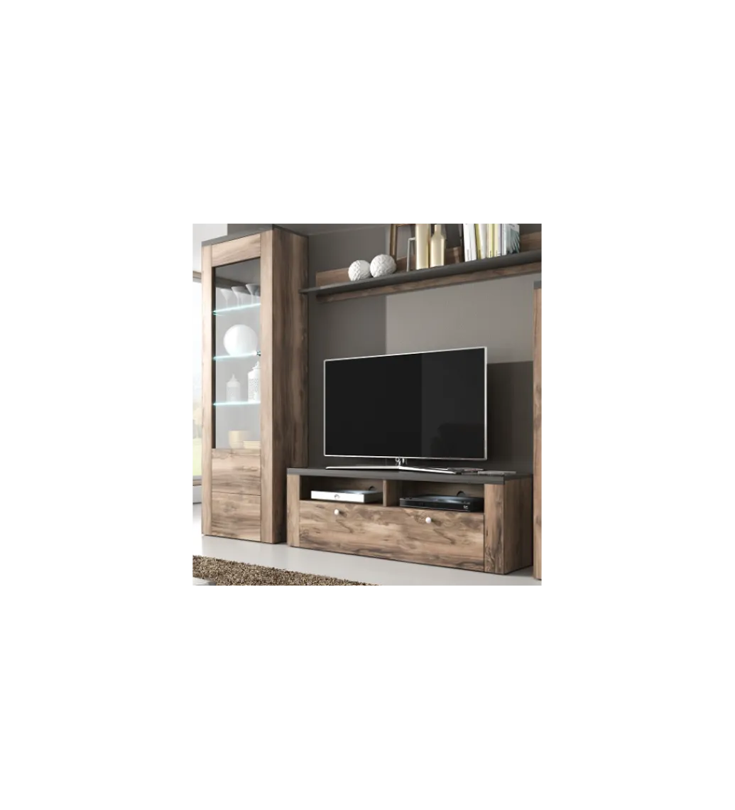 Stolik pod TV LARONA 140 Cm O Wybarwieniu Satin Nussbaum z kolorem Touchwood*Helvetia Online