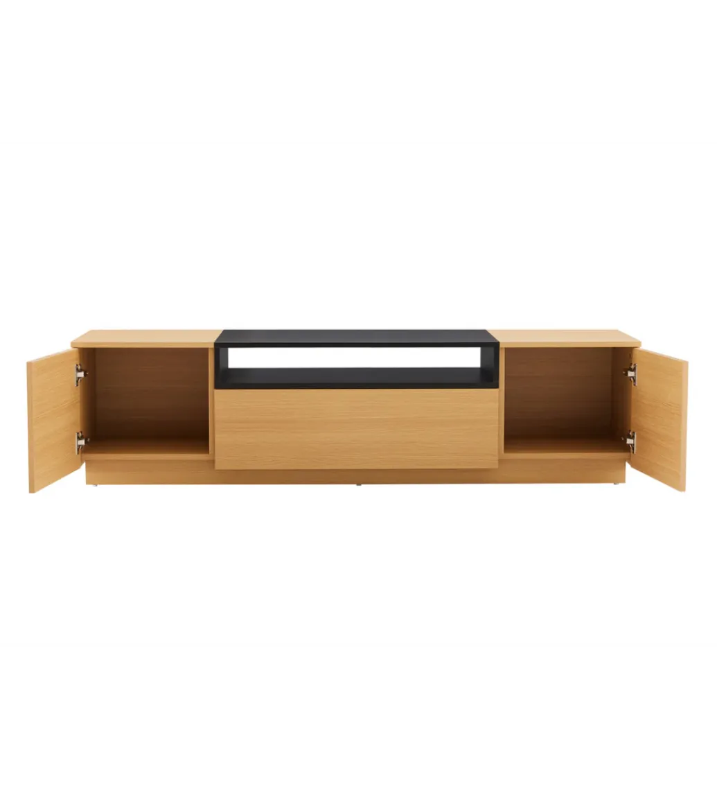Stolik pod TV LOFT 160 cm naturalna czarna*Invicta Interior Online
