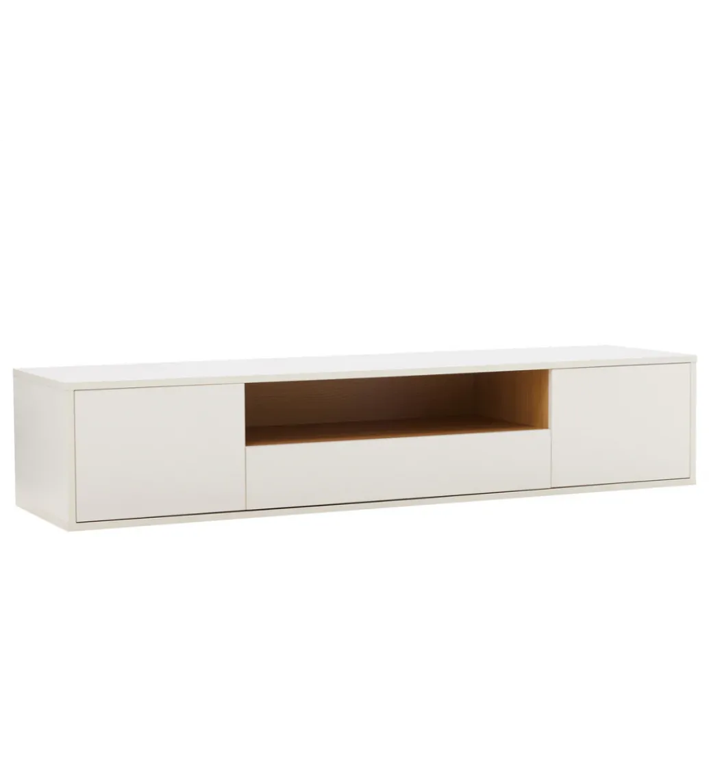 Stolik pod TV LOFT wiszący 150 cm biało naturalny*Invicta Interior Clearance