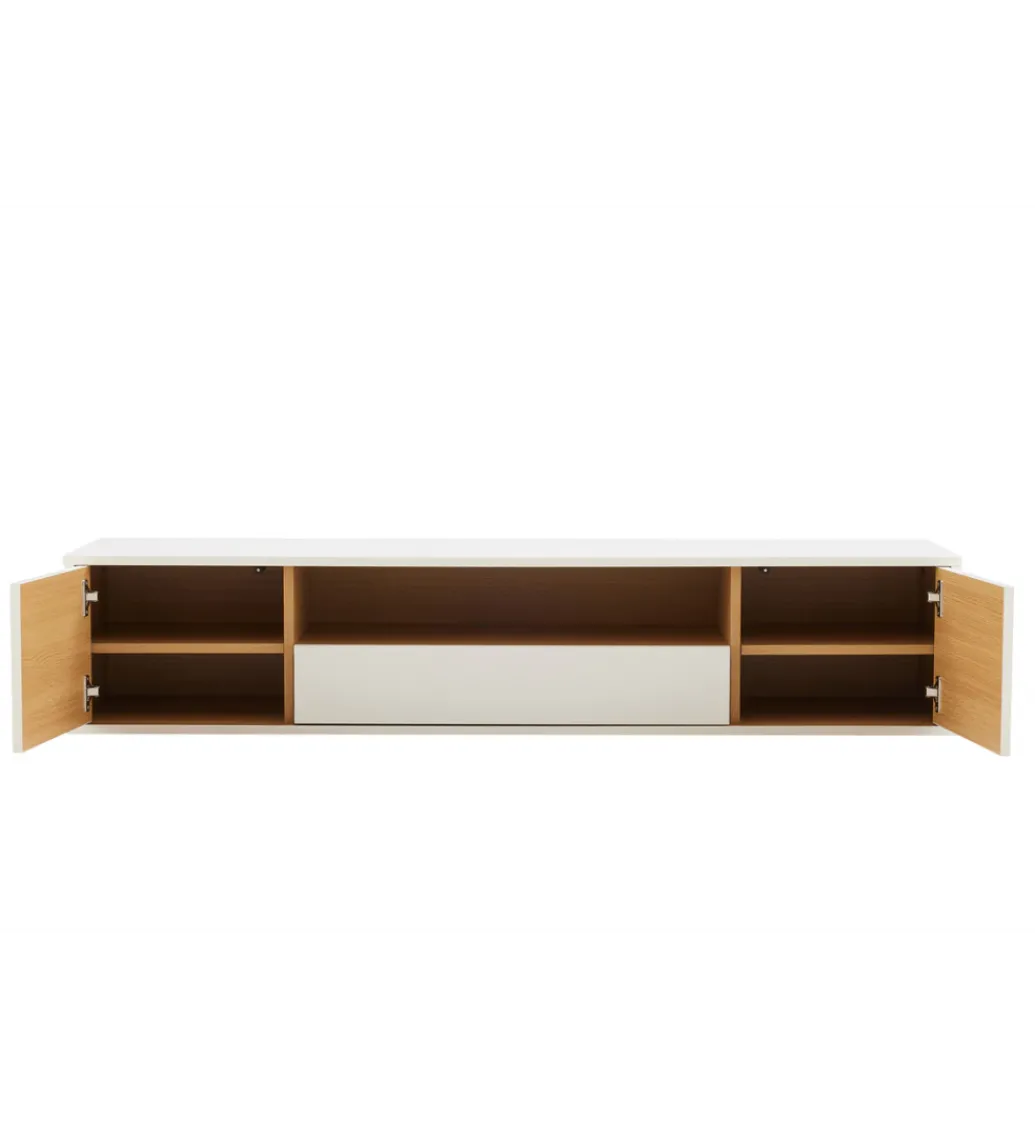 Stolik pod TV LOFT wiszący 150 cm biało naturalny*Invicta Interior Clearance