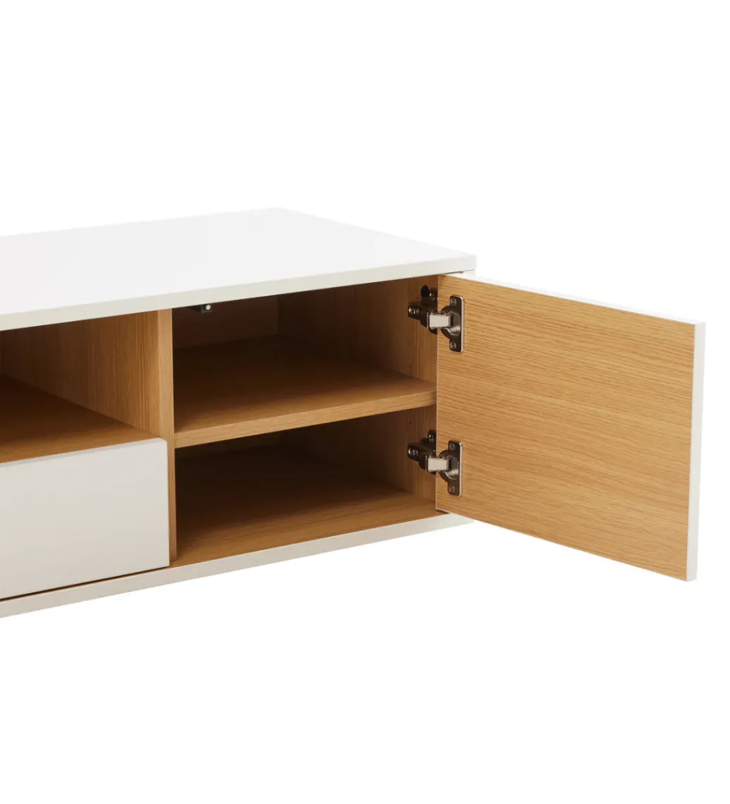 Stolik pod TV LOFT wiszący 150 cm biało naturalny*Invicta Interior Clearance