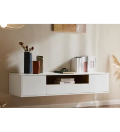 Stolik pod TV LOFT wiszący 150 cm biało naturalny*Invicta Interior Clearance
