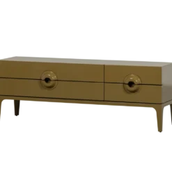Stolik pod TV MERGE 160 cm drewno eukaliptusa miodowy odcień*WOOOD Discount
