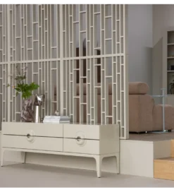 Stolik pod TV MERGE 160 cm drewno eukaliptusa szary*WOOOD Hot